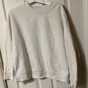Elegant Cream Sweater with Rhinestone Embellishments